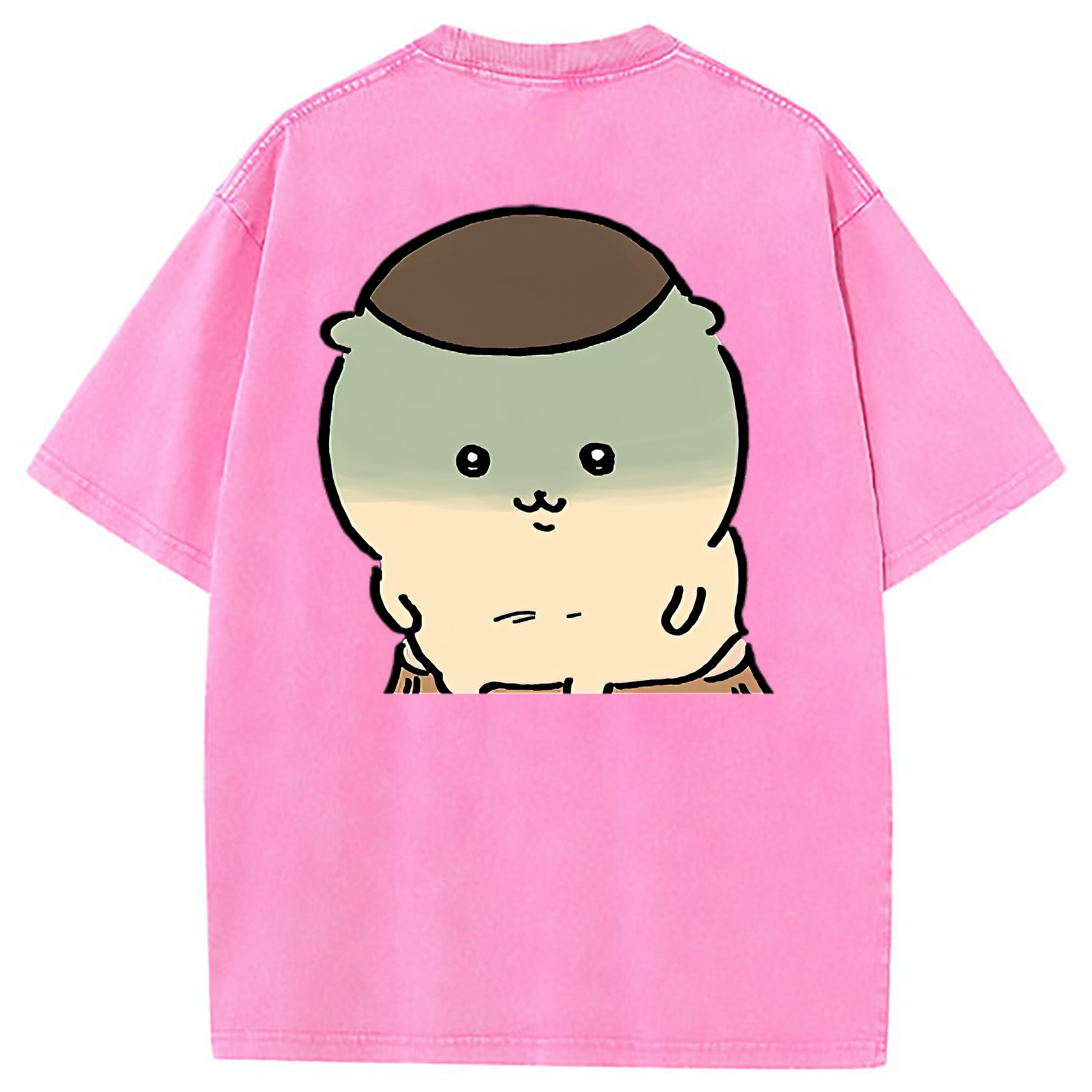 （画像用） ちいかわ くりまんじゅう Chii-kawa kuri manjū 綿100% ヴィンテージ風 半袖Tシャツ（背面プリント）